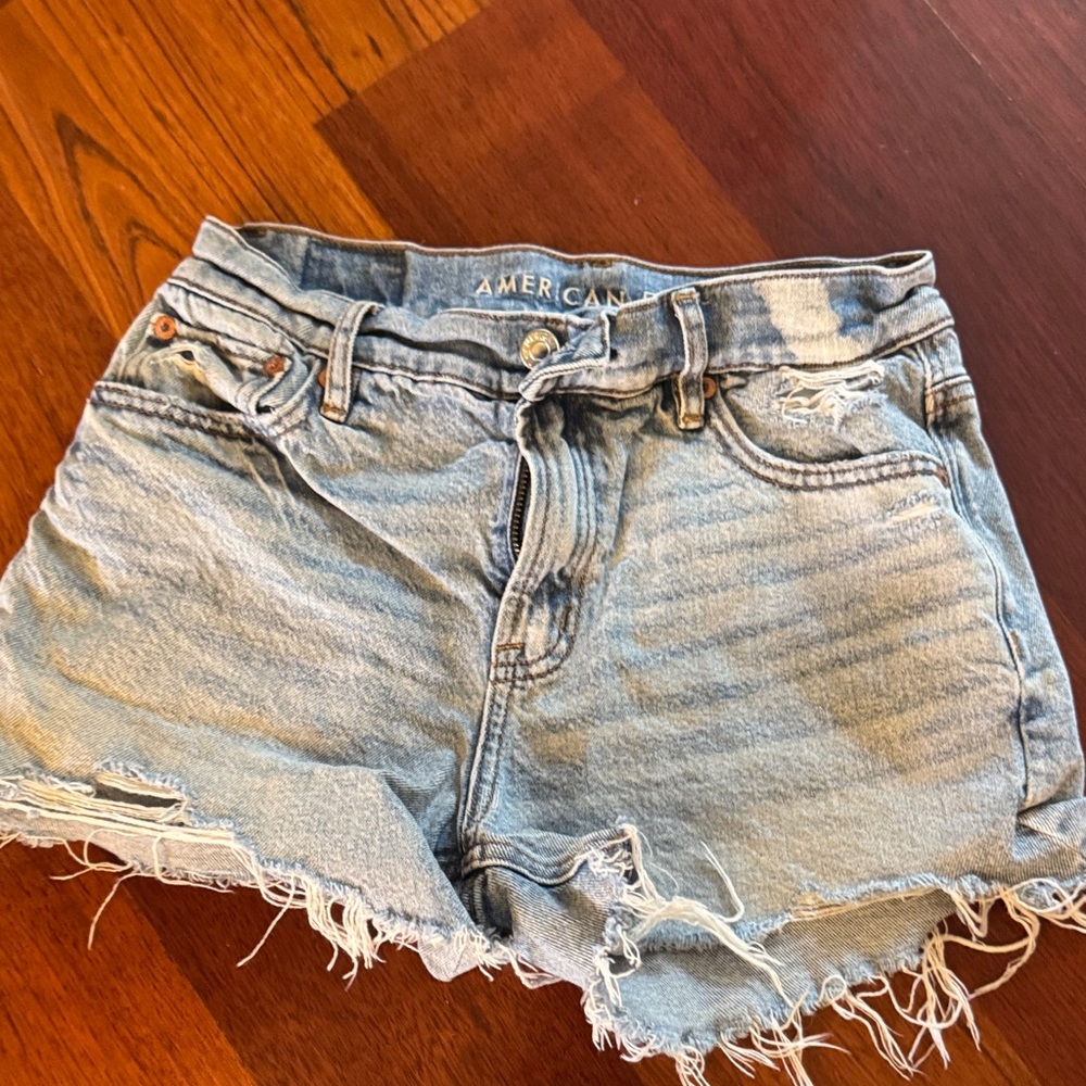 American Eagle Outfitters Women's Distressed Light Blue Jean Shorts
